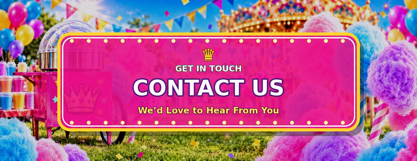 Colourful carnival Contact Us banner